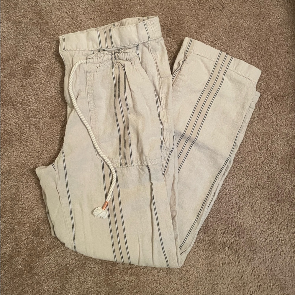 Anthropologie xs striped neutral linen pants
